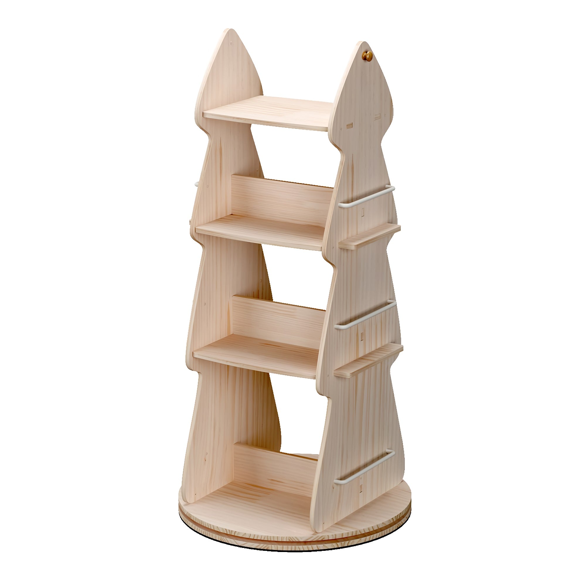 4 Tier Tree-Shaped Rotating Wooden Bookshelf, 360° Spinning Book Organizer with Double-Sided Storage for Home, Bedroom, Kids' Room, Classroom 4 Tier Tree-Shaped Rotating Wooden Bookshelf, 360° Spinning Book Organizer with Double-Sided Storage for Home, Bedroom, Kids' Room, Classroom